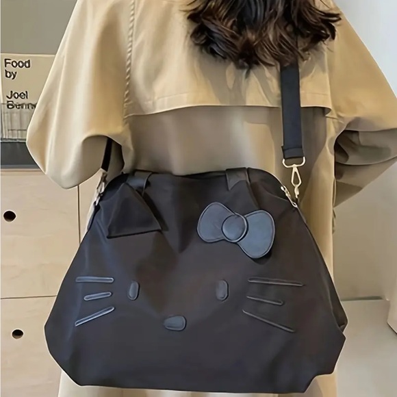 Hello Kitty Duffle Bag Black on Black, Hello Kitty Bag, Hello Kitty Travel Bag - Picture 14 of 15